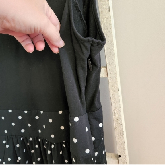 City Chic Dress womens Large 20 black and white polka dot sleeveless pockets - Picture 4 of 5